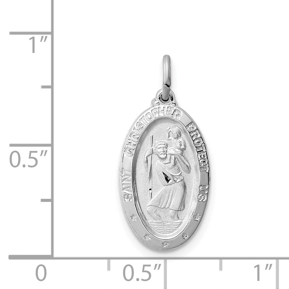 Sterling Silver Rhodium-plated St. Christopher Medal