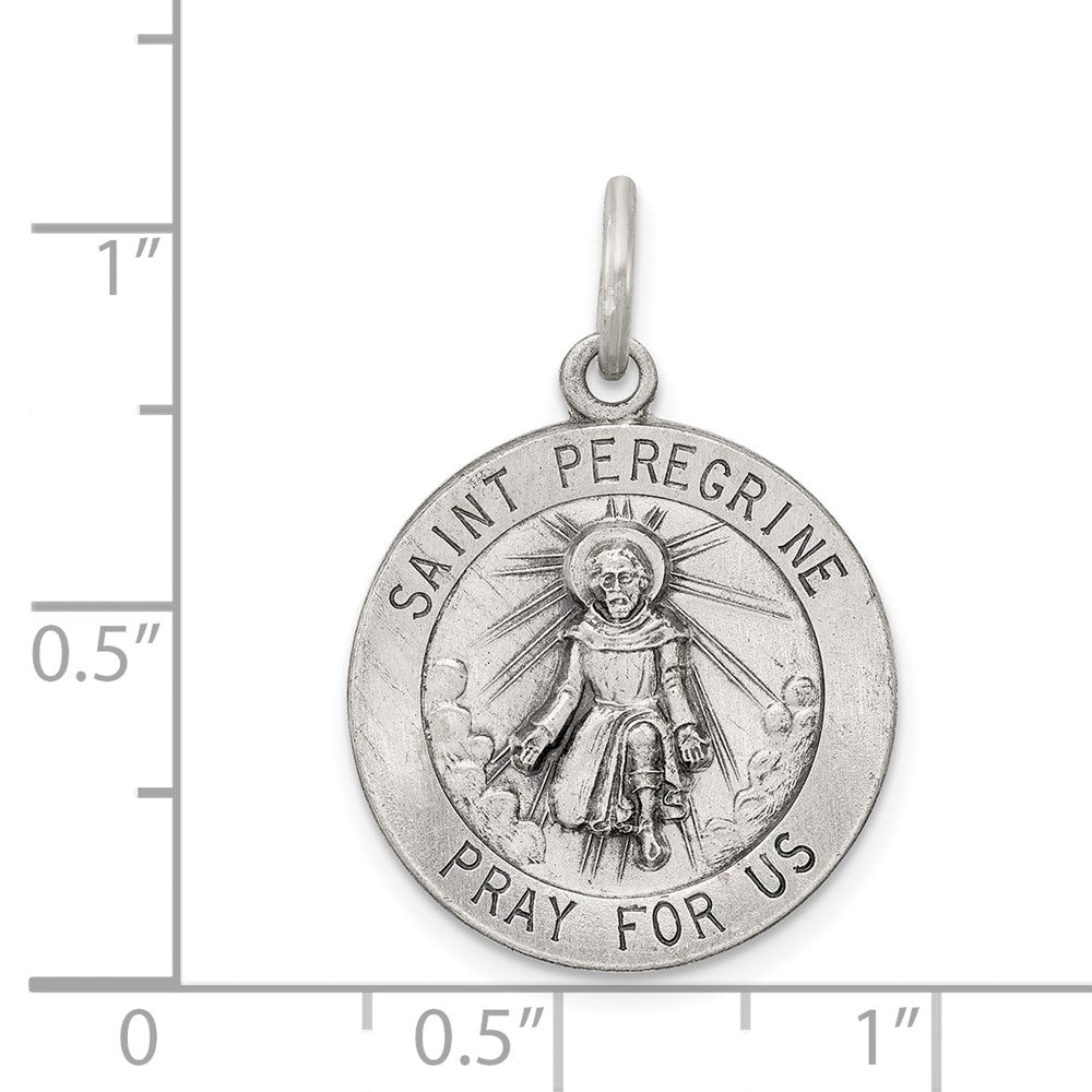 Sterling Silver Antiqued St. Peregrine Medal