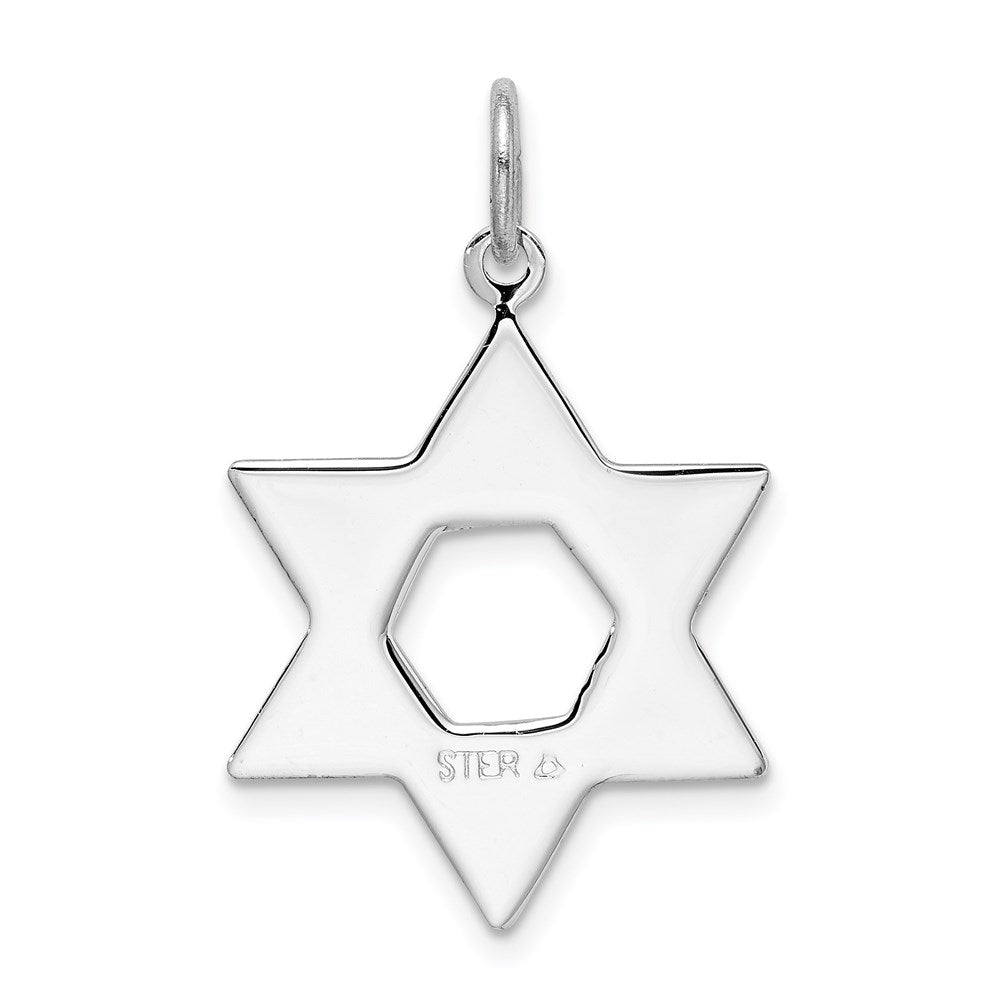 Sterling Silver Rhodium-plated Star of David Charm