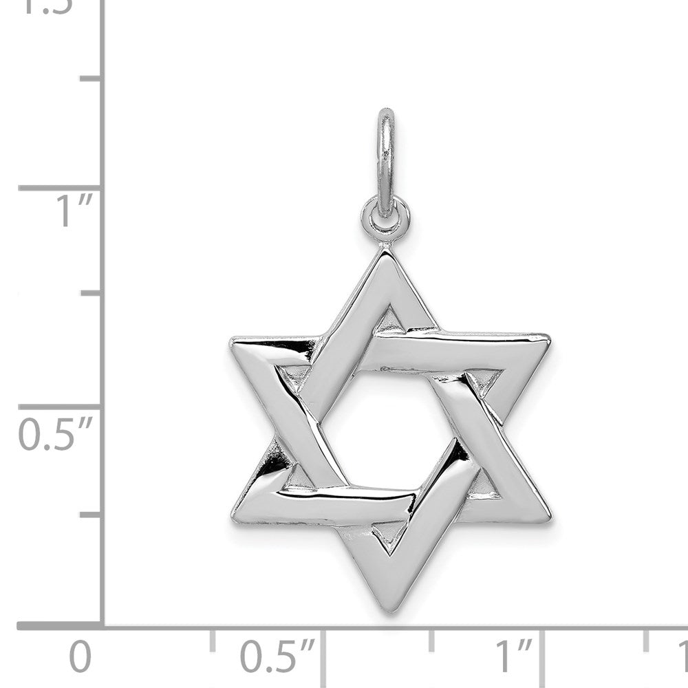 Sterling Silver Rhodium-plated Star of David Charm