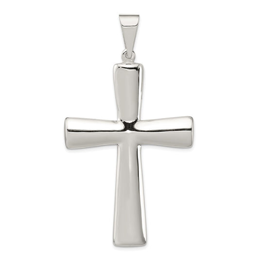 Sterling Silver Rhodium-plated Hollow Cross Pendant
