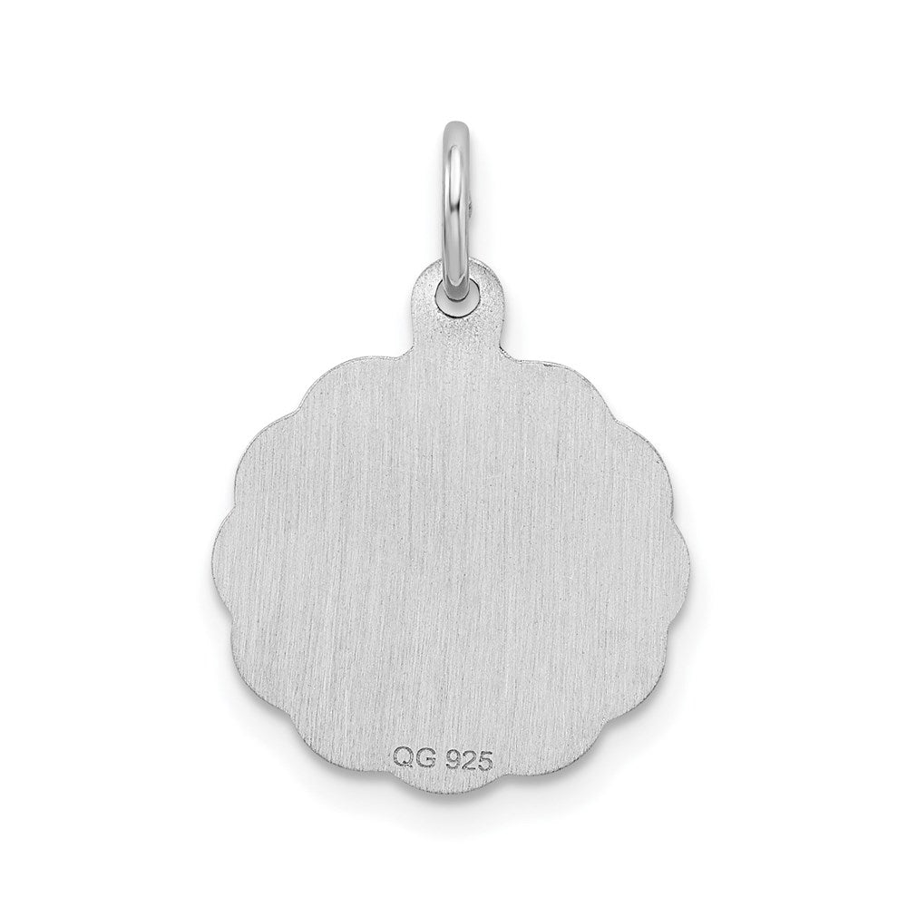 Sterling Silver Rhodium-plated Brocaded Letter Y Initial Charm