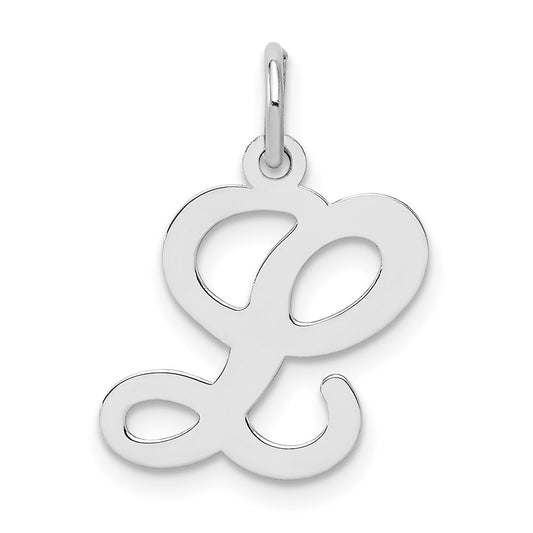 Sterling Silver Rhodium-plated Stamped Letter L Initial Charm