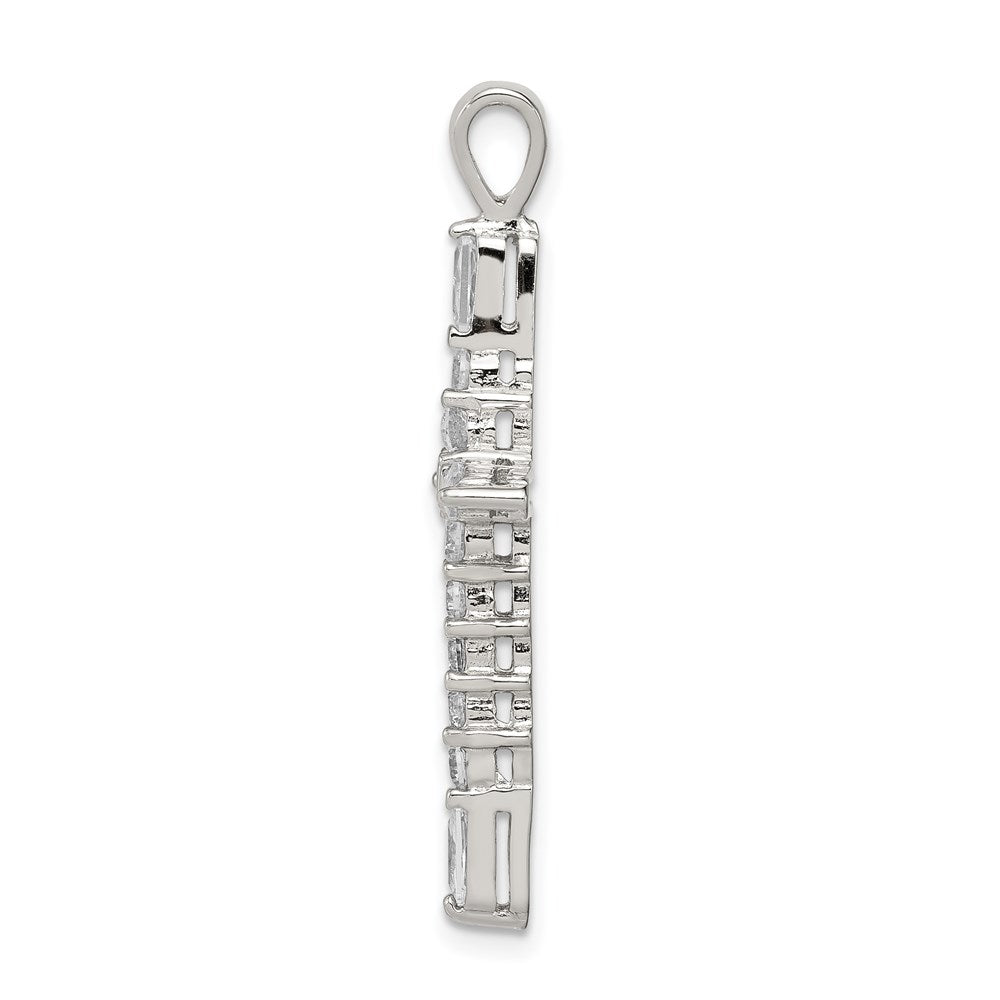 Sterling Silver Rhodium-plated CZ Cross Pendant