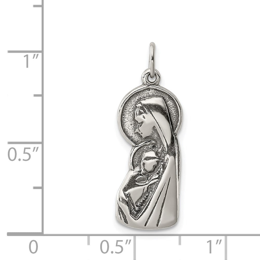 Sterling Silver Antiqued Blessed Mary & Jesus Charm