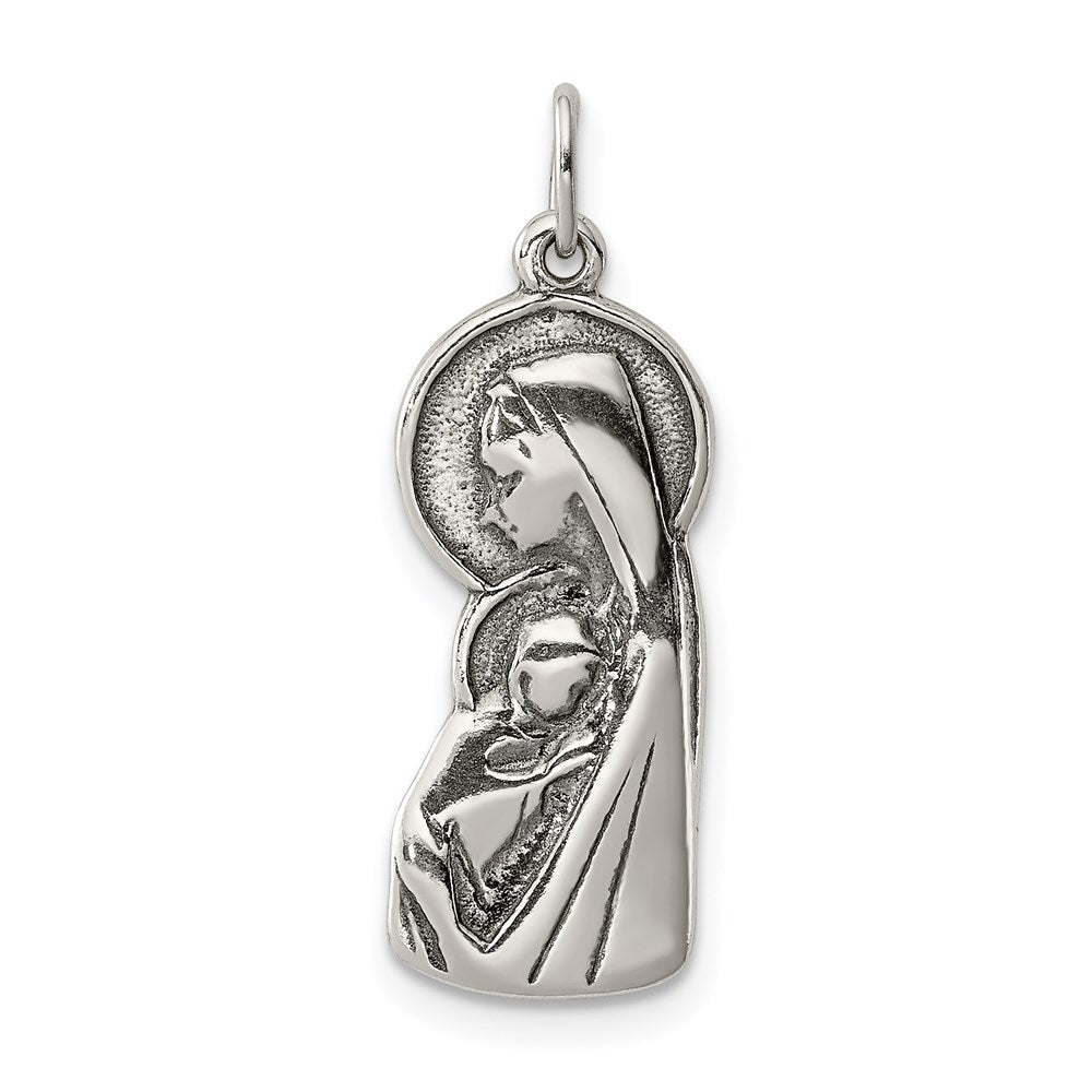 Sterling Silver Antiqued Blessed Mary & Jesus Charm