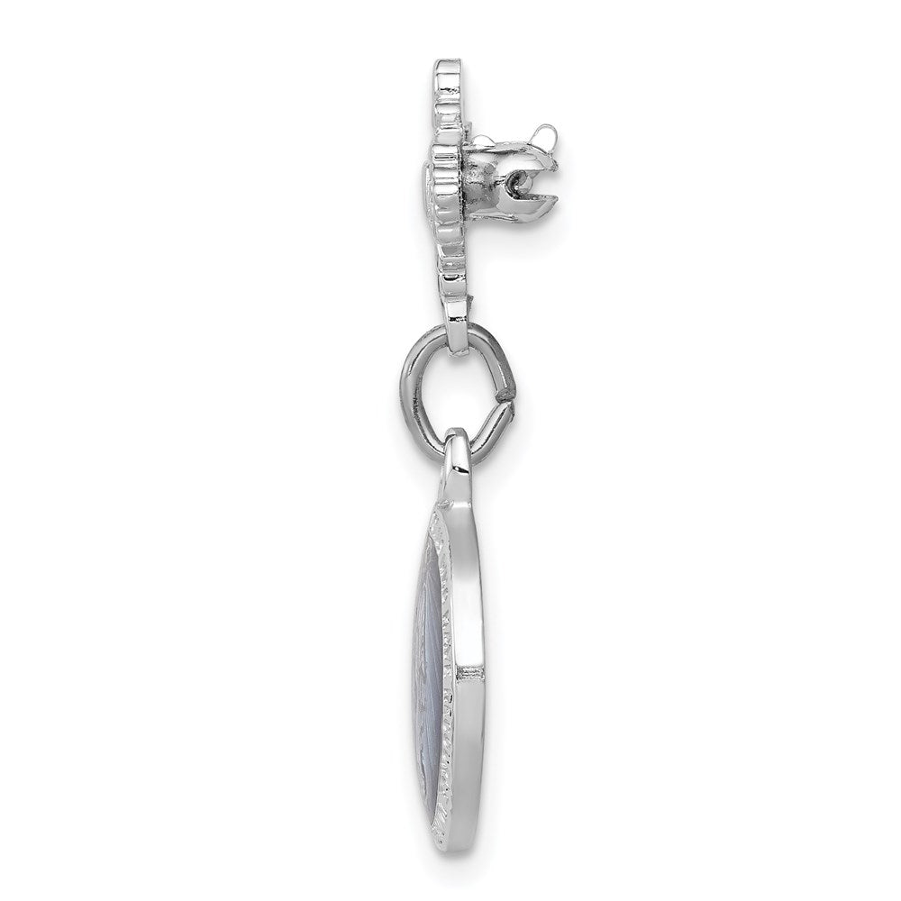Sterling Silver Rhodium-plated Enameled Virgin Mary Medal Pin