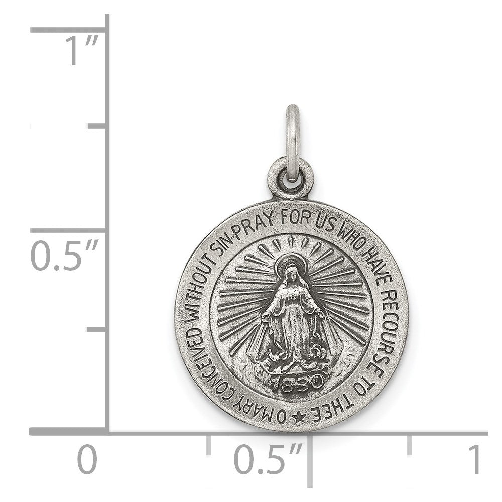 Sterling Silver Antiqued Virgin Mary Medal
