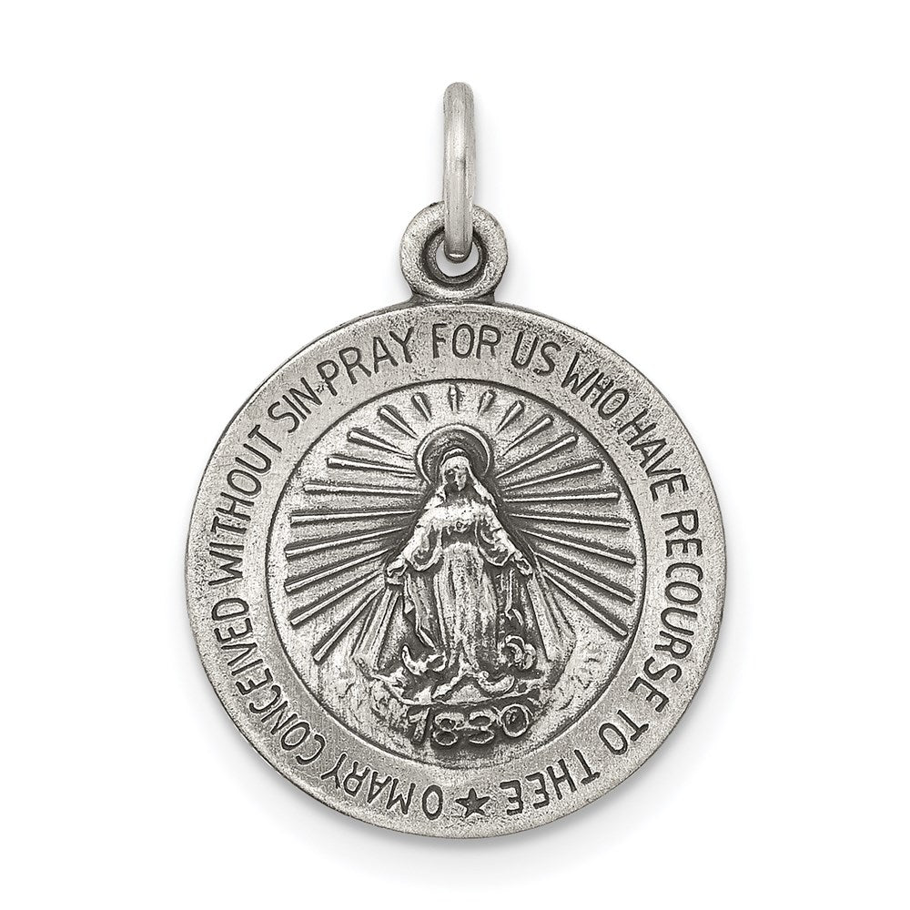 Sterling Silver Antiqued Virgin Mary Medal
