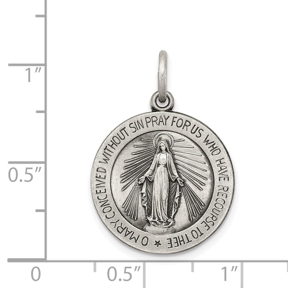 Sterling Silver Antiqued Virgin Mary Medal