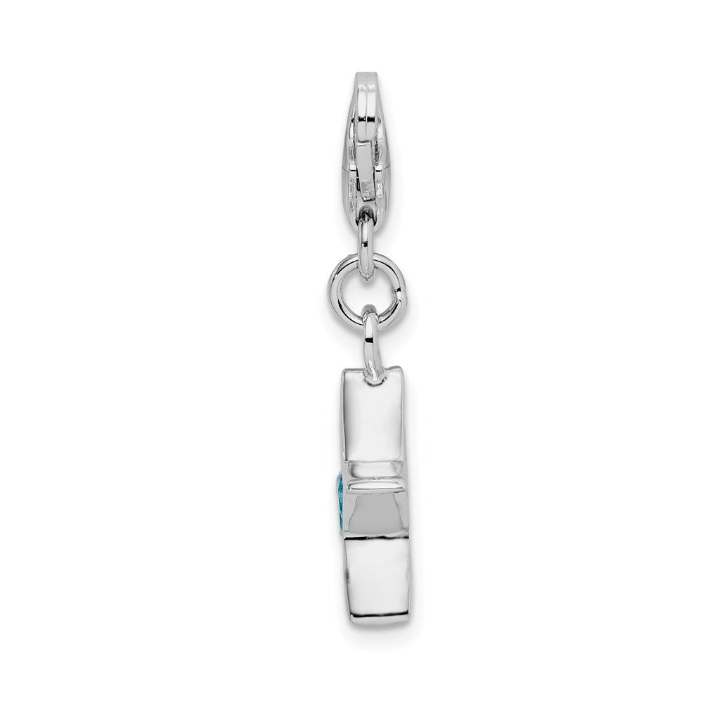 Sterling Silver Rhodium-plated December CZ Birthstone Star Charm