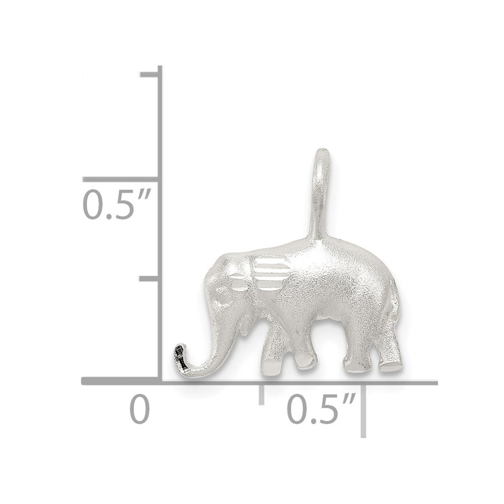 Sterling Silver Satin Diamond-cut Elephant Pendant