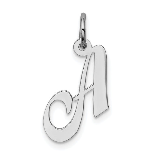 Sterling Silver Rhodium-plated Fancy Script Letter Y Initial Charm