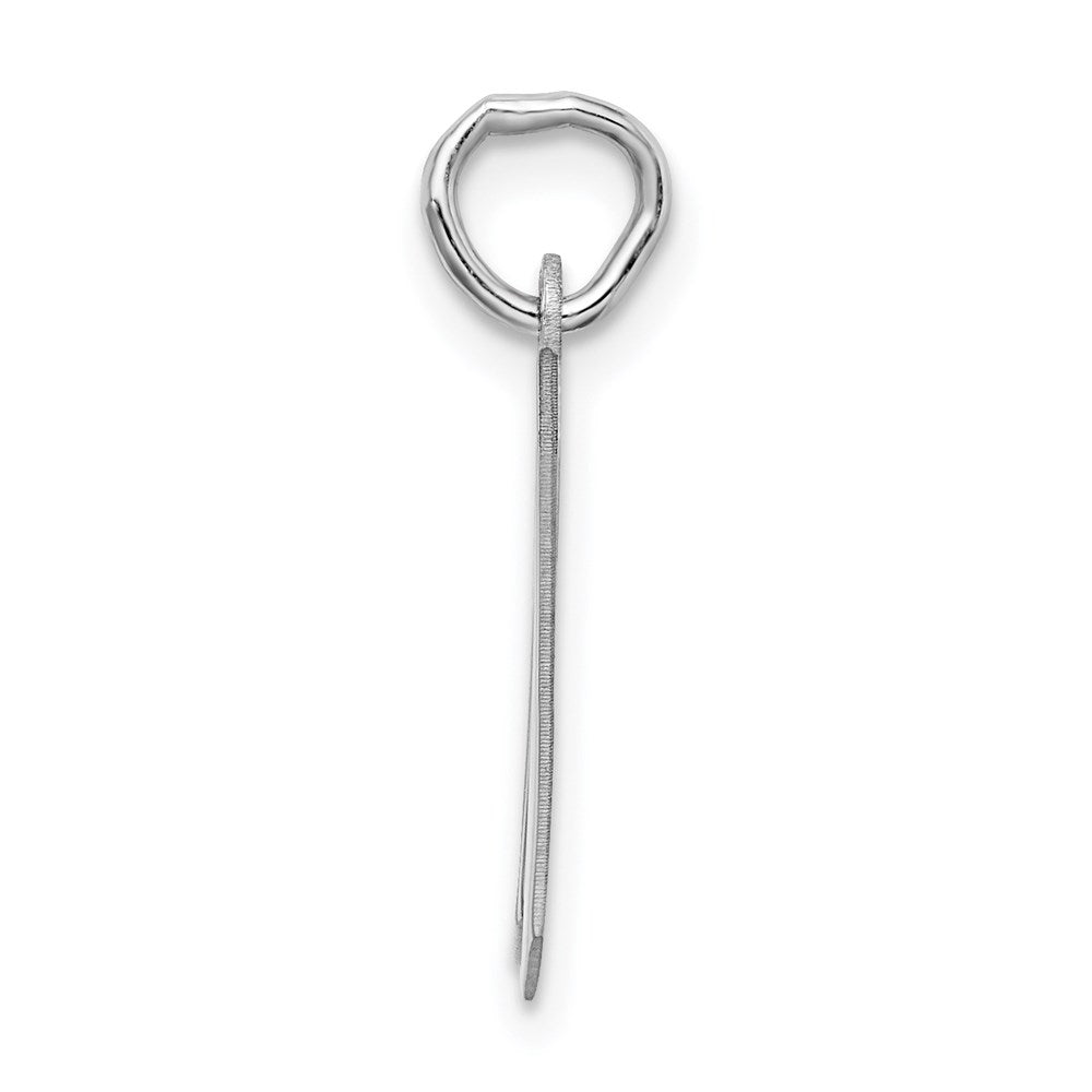Sterling Silver Rhodium-plated Artisan Block Letter W Initial Charm
