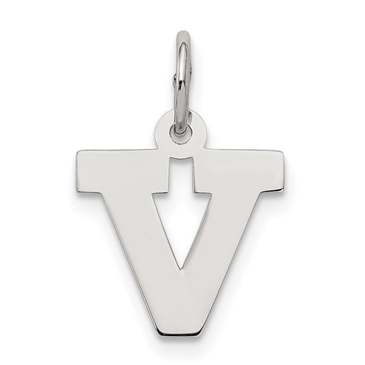 Sterling Silver Rhodium-plated Block Letter U Initial Charm