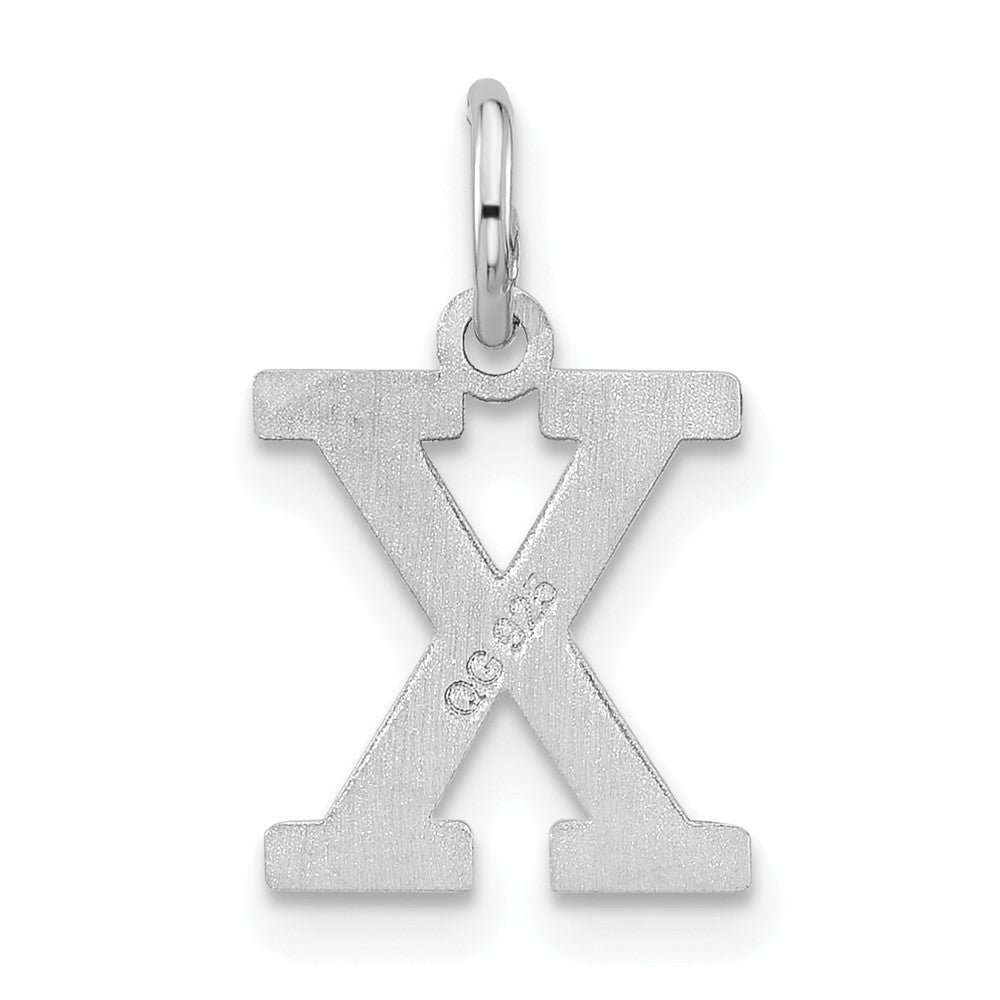 Sterling Silver Rhodium-plated Block Letter X Initial Charm
