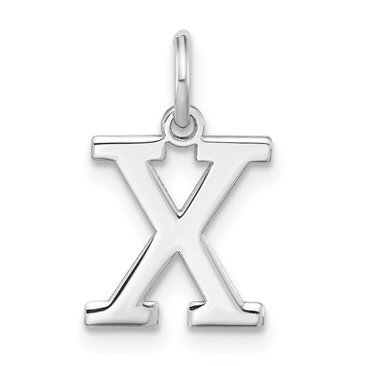 Sterling Silver Rhodium-plated Block Letter X Initial Charm