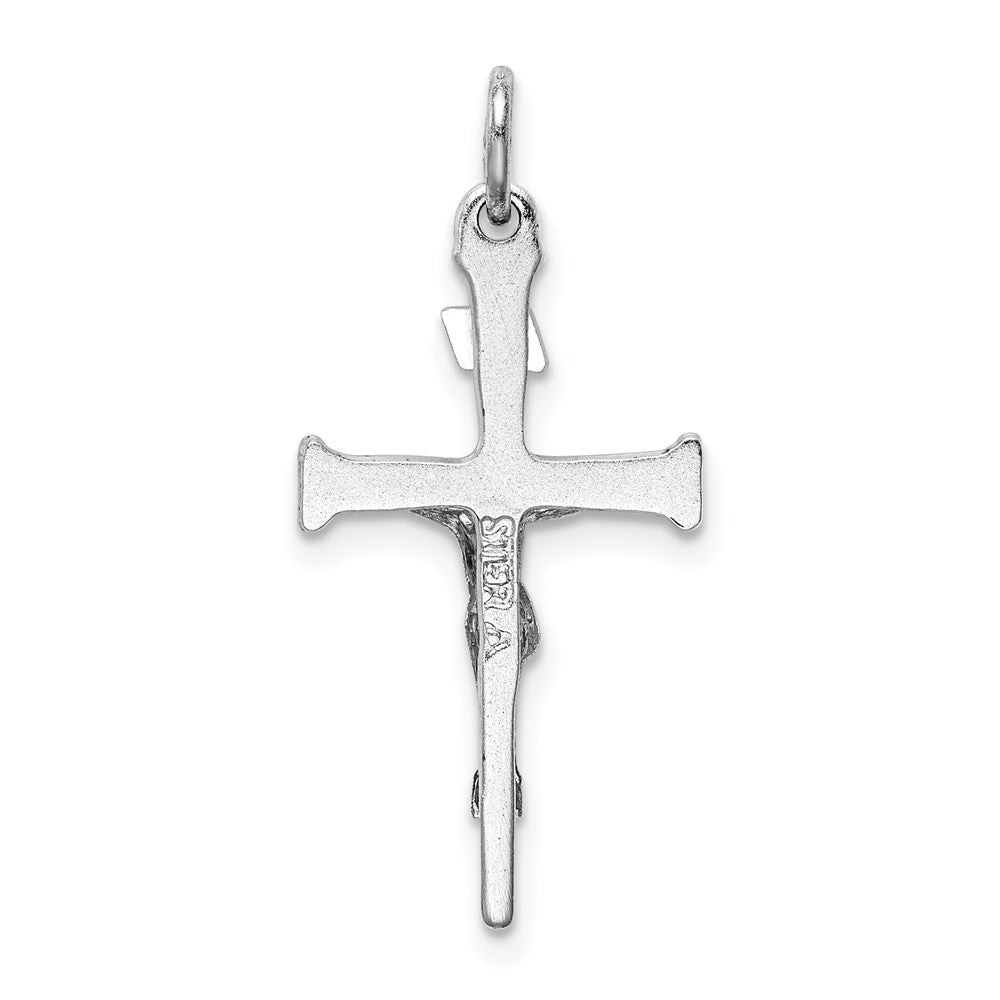 Sterling Silver Rhodium-plated & 18k Gold-plated Crucifix Charm