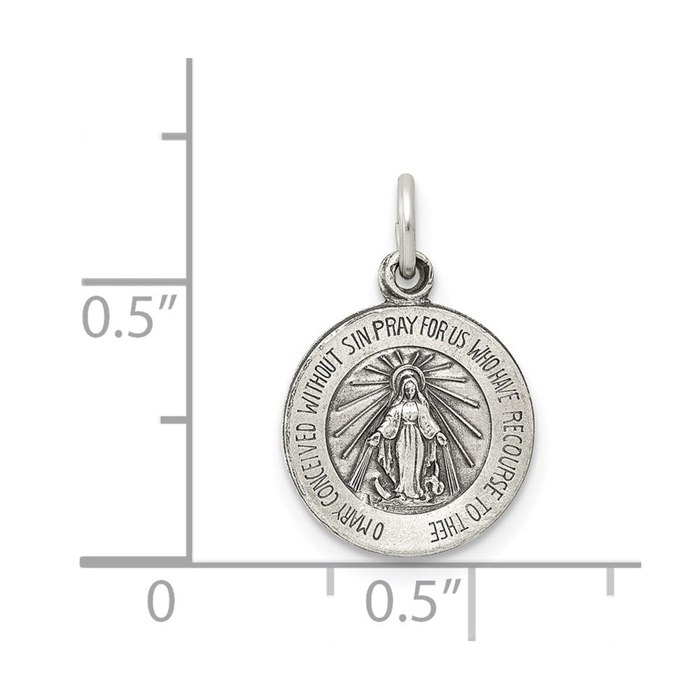 Sterling Silver Antiqued Virgin Mary Medal