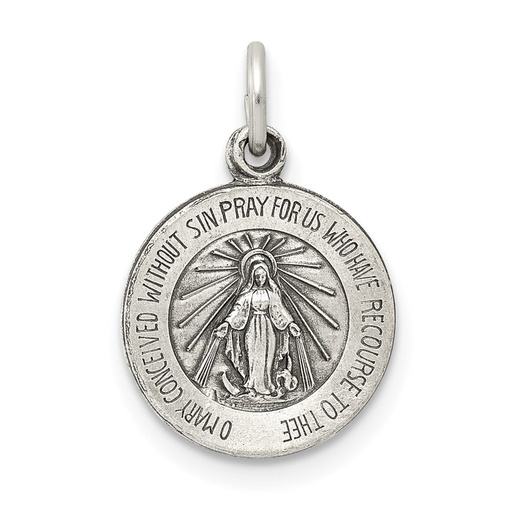 Sterling Silver Antiqued Virgin Mary Medal