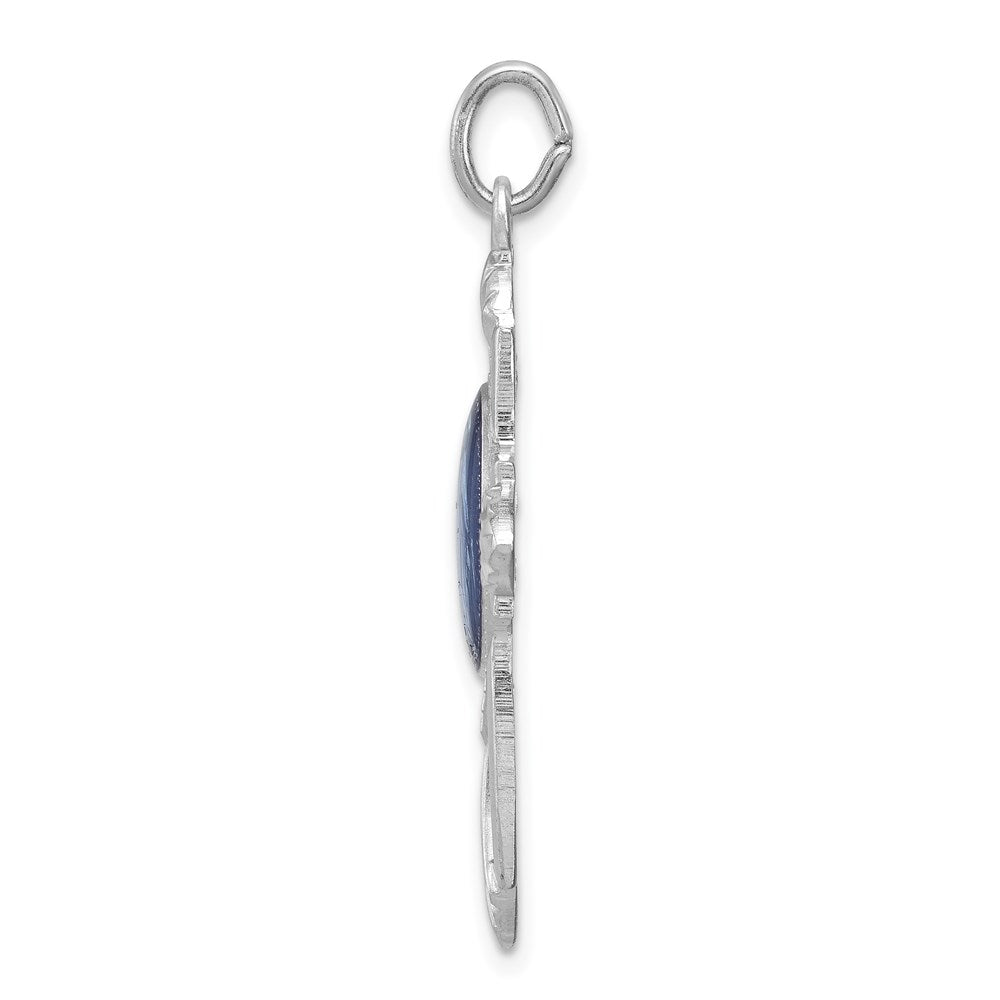Sterling Silver Rhodium-plated Virgin Mary Medal Cross Pendant
