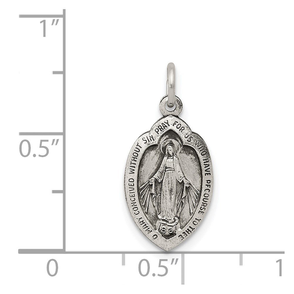 Sterling Silver Antiqued Virgin Mary Medal