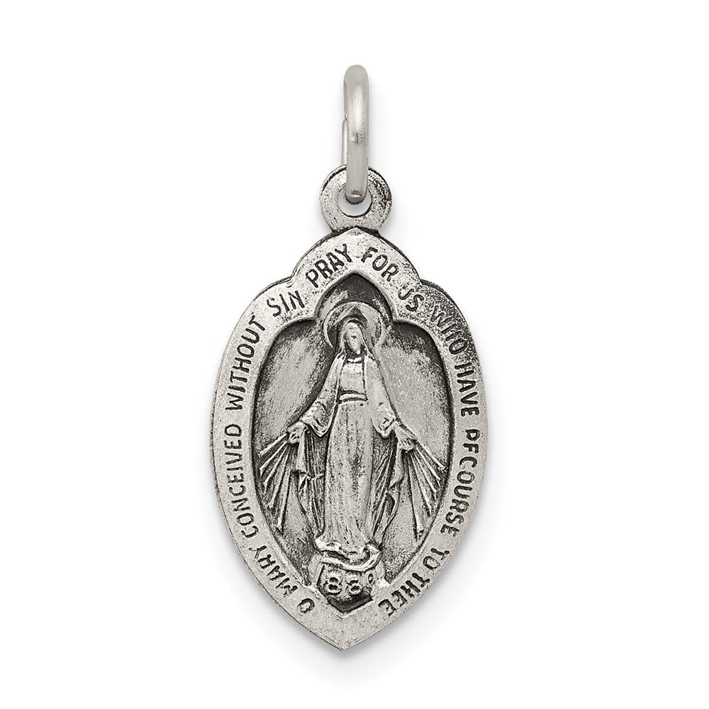 Sterling Silver Antiqued Virgin Mary Medal