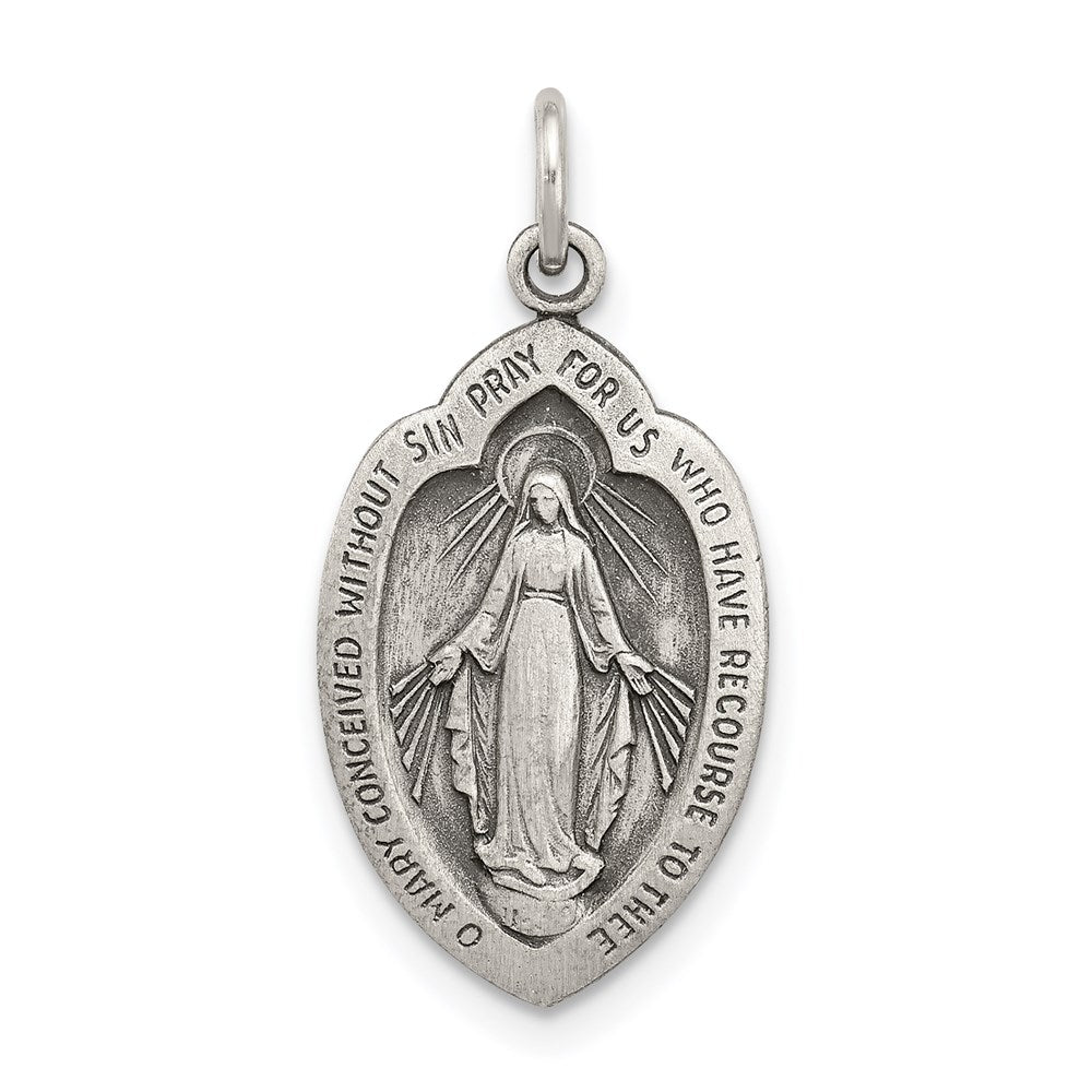 Sterling Silver Antiqued Virgin Mary Medal