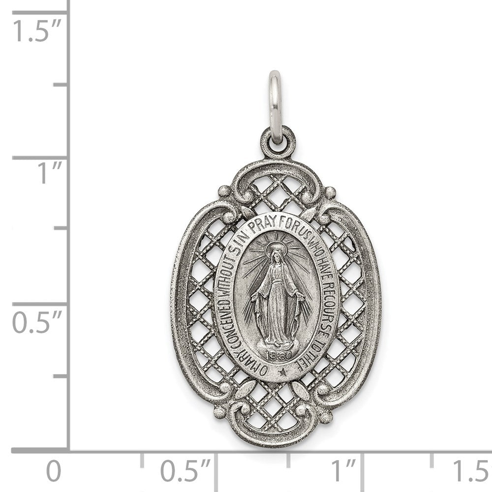 Sterling Silver Antiqued Virgin Mary Medal