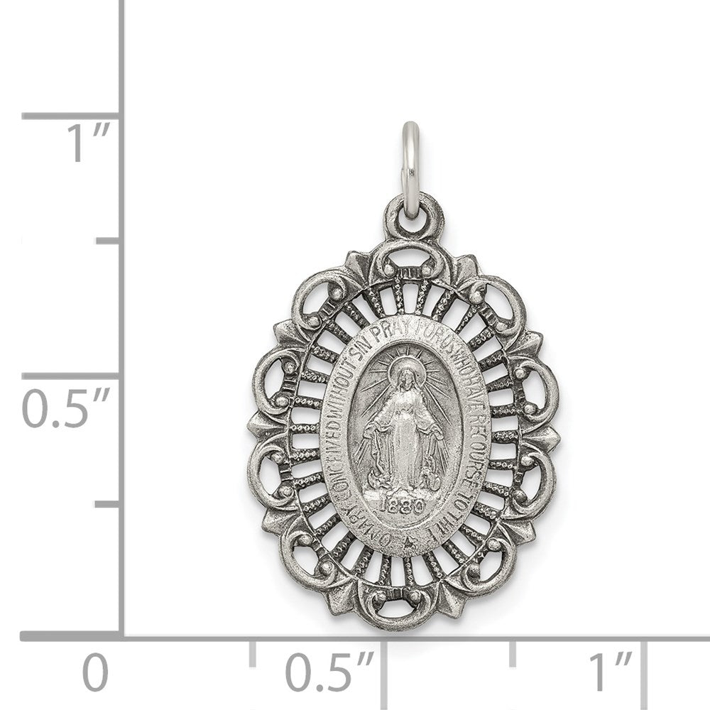 Sterling Silver Antiqued Virgin Mary Medal