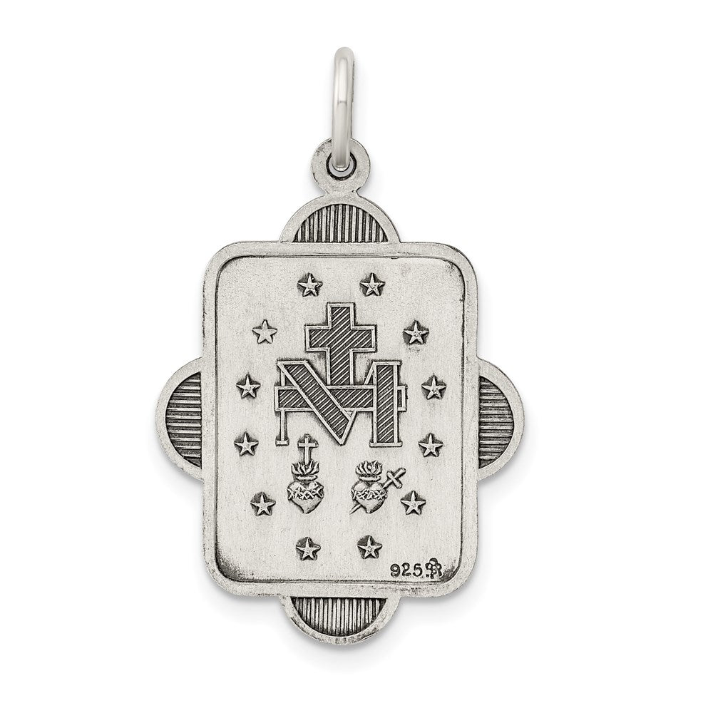 Sterling Silver Antiqued Virgin Mary Medal
