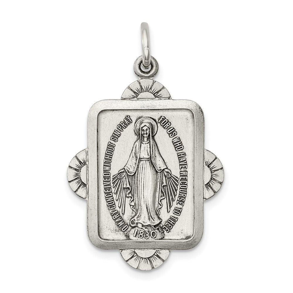 Sterling Silver Antiqued Virgin Mary Medal