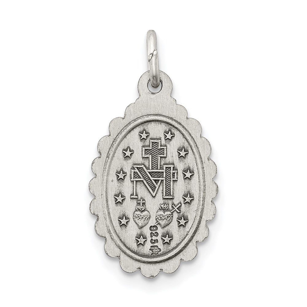 Sterling Silver Antiqued Virgin Mary Medal