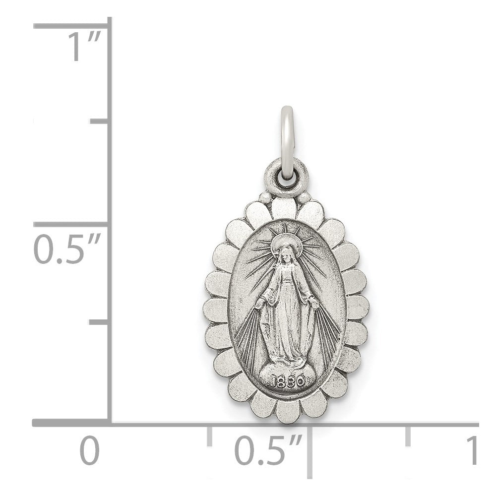 Sterling Silver Antiqued Virgin Mary Medal