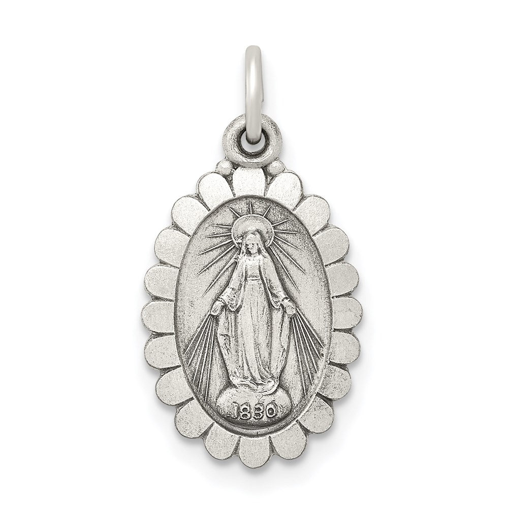 Sterling Silver Antiqued Virgin Mary Medal