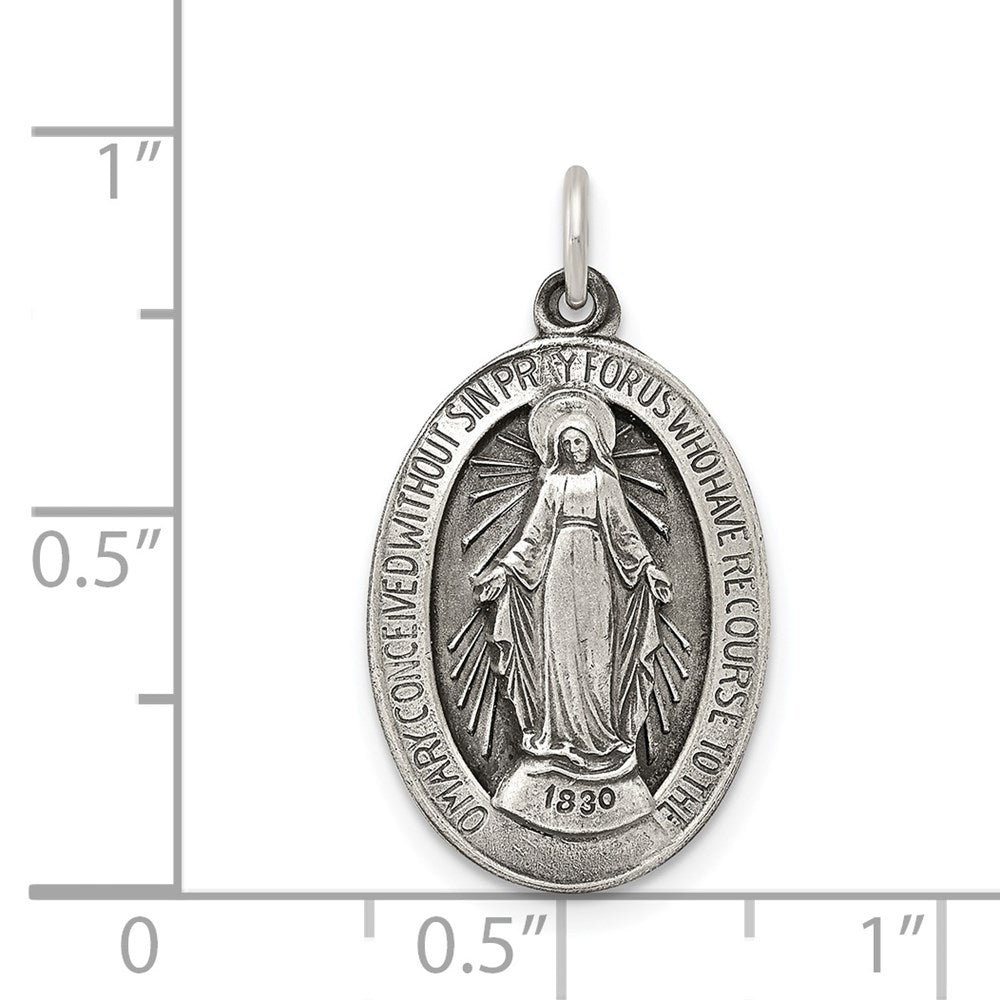 Sterling Silver Antiqued Virgin Mary Medal