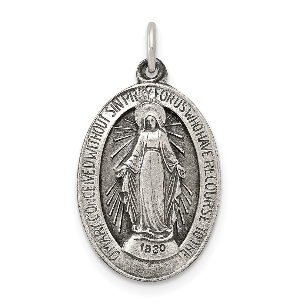 Sterling Silver Antiqued Virgin Mary Medal