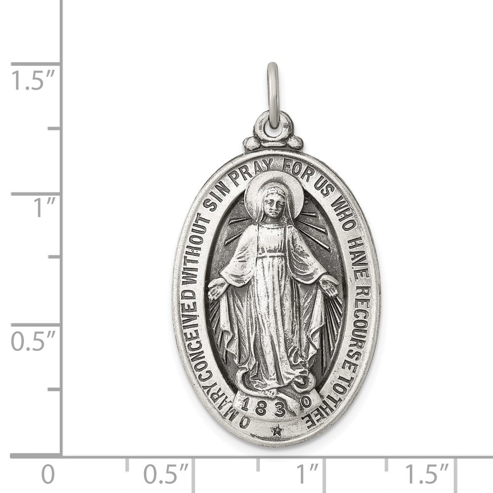 Sterling Silver Antiqued Virgin Mary Medal