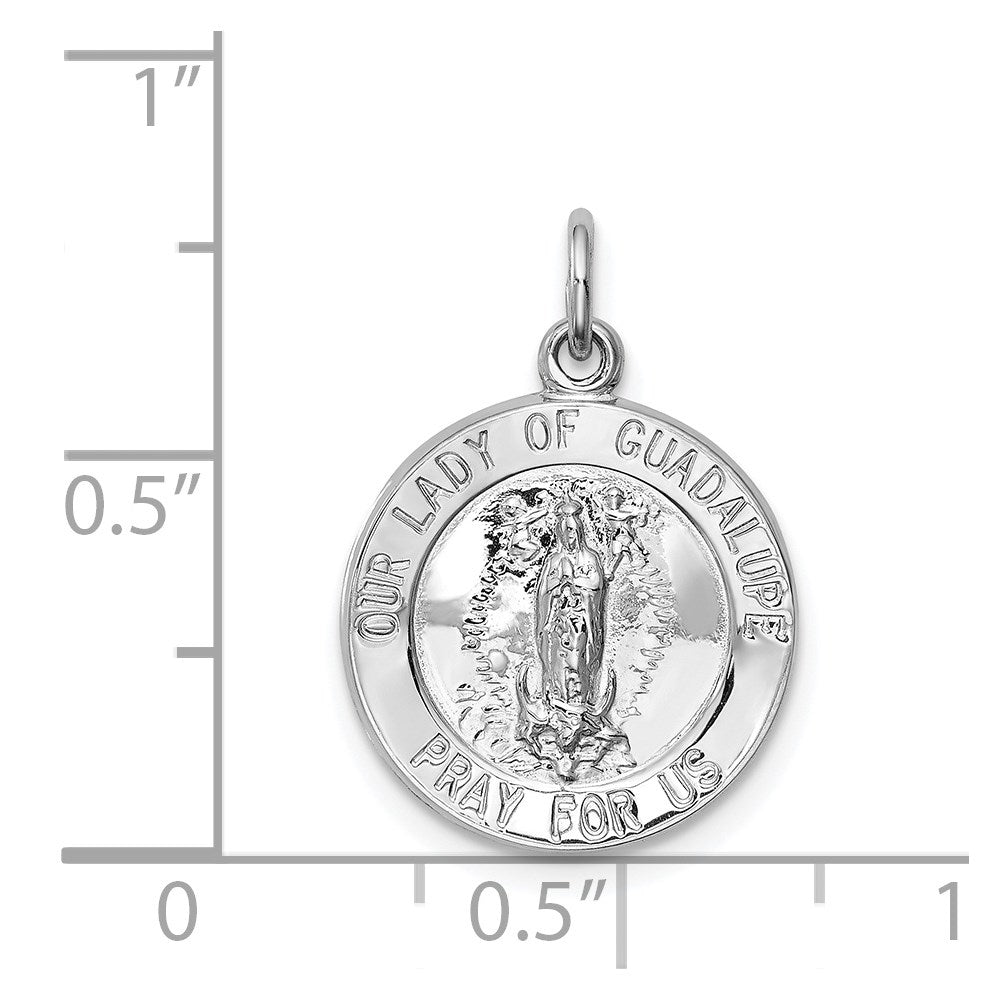 Sterling Silver Rhodium-plated Our of Guadalupe Medal