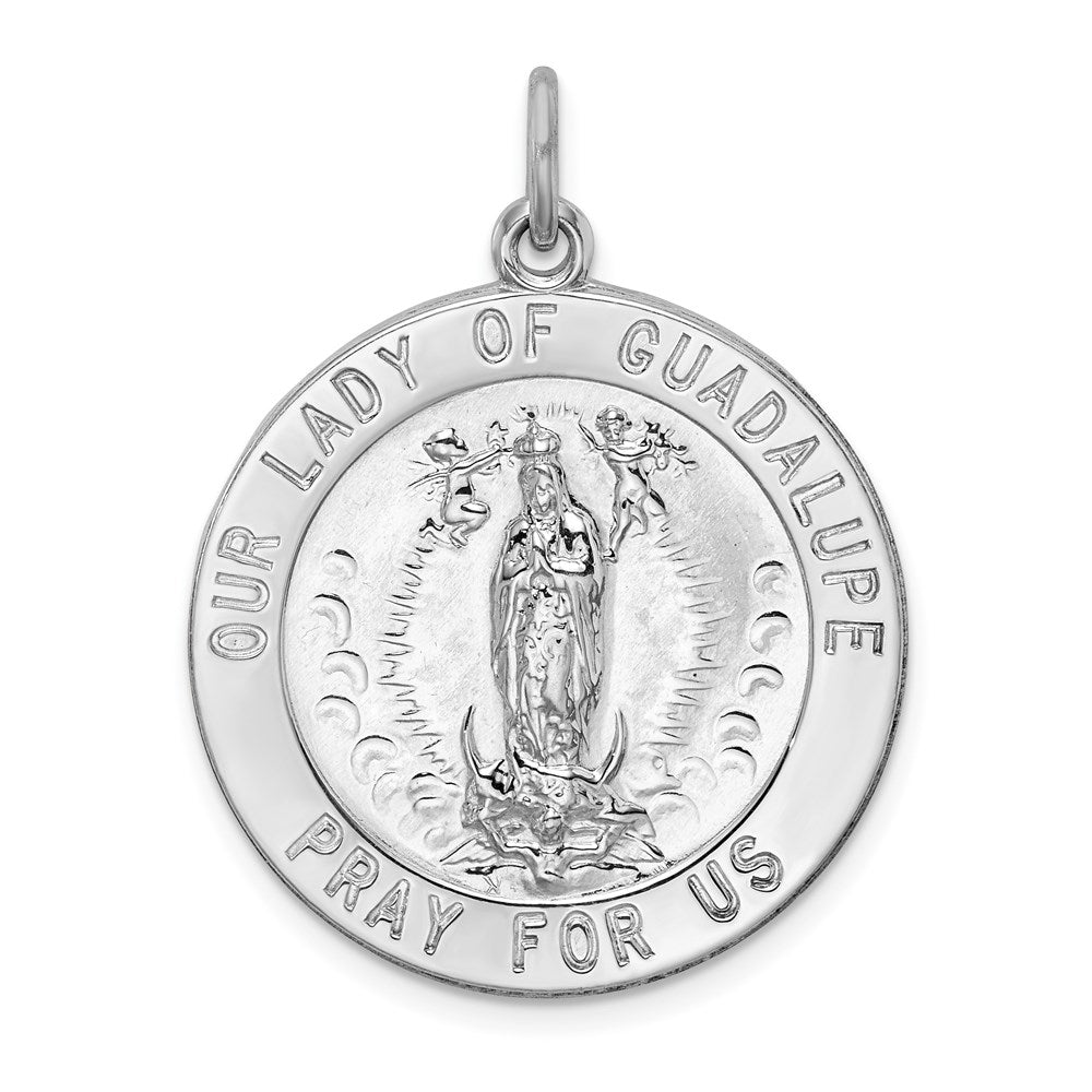 Sterling Silver Rhodium-plated Our of Guadalupe Medal