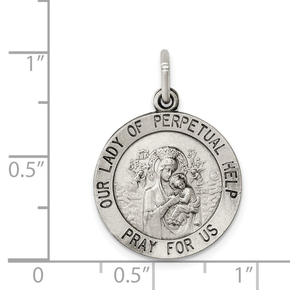 Sterling Silver Antiqued Our of Perpetual Help Round Medal
