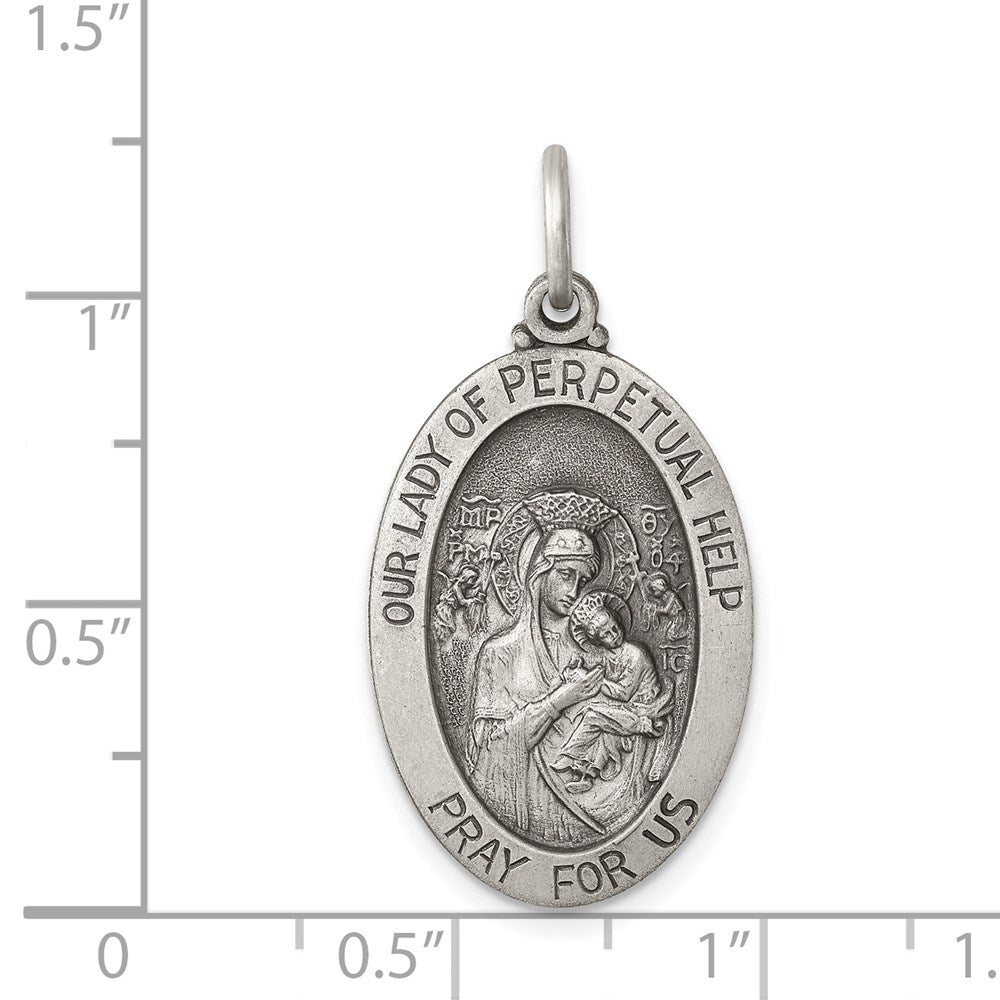 Sterling Silver Antiqued Our of Perpetual Help Medal
