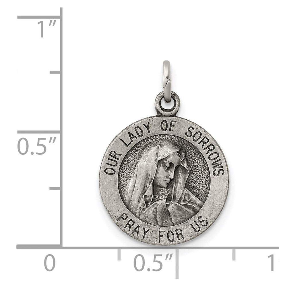 Sterling Silver Antiqued Our of Sorrows Medal