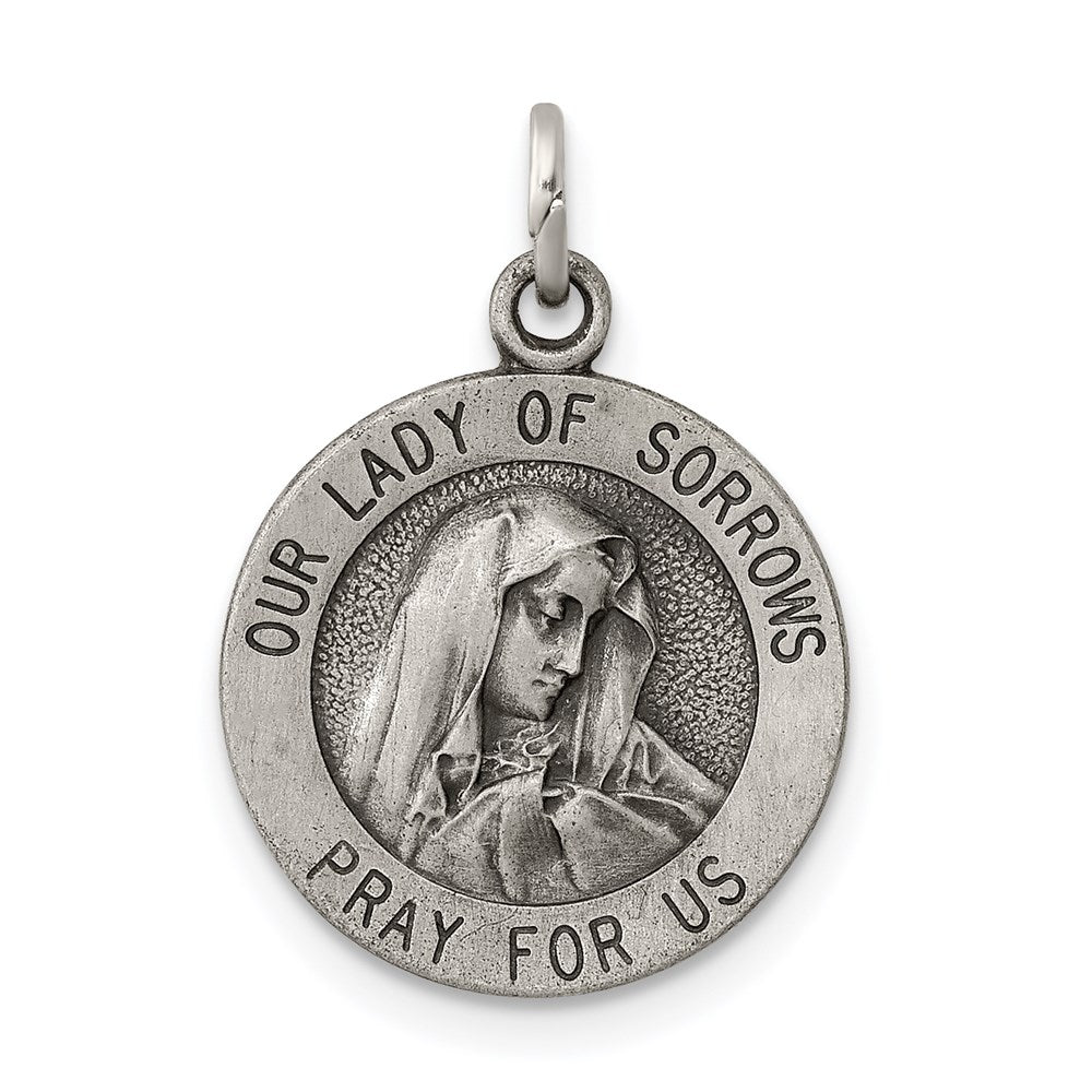 Sterling Silver Antiqued Our of Sorrows Medal