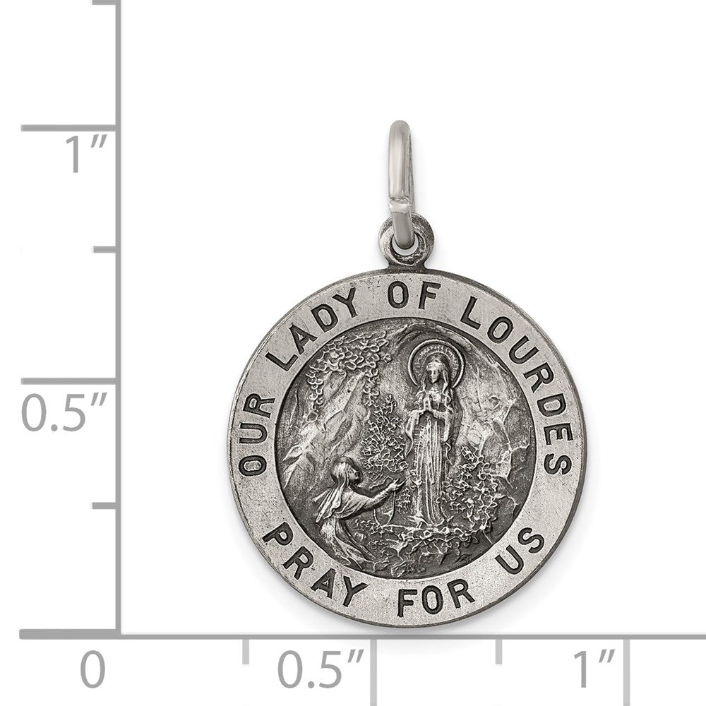 Sterling Silver Antiqued Our of Lourdes Medal