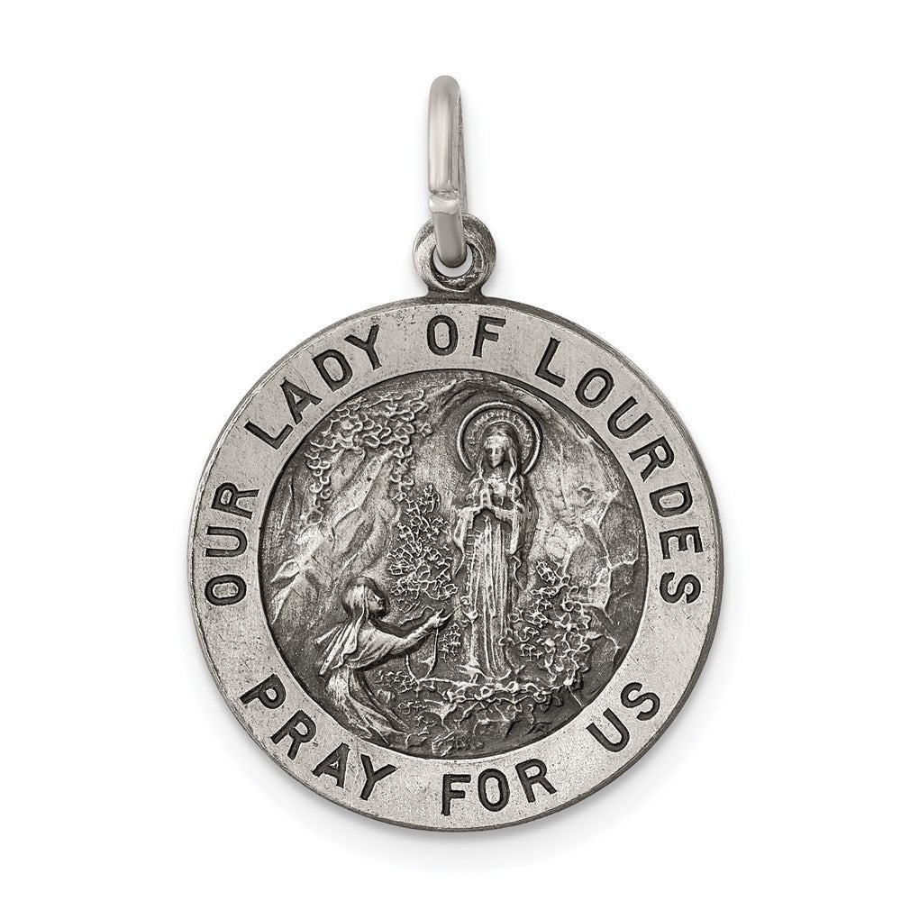 Sterling Silver Antiqued Our of Lourdes Medal