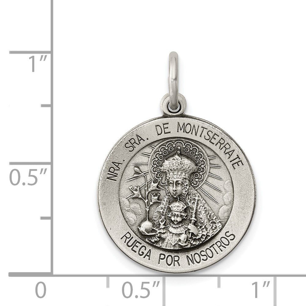 Sterling Silver Antiqued Of Montserrate Medal