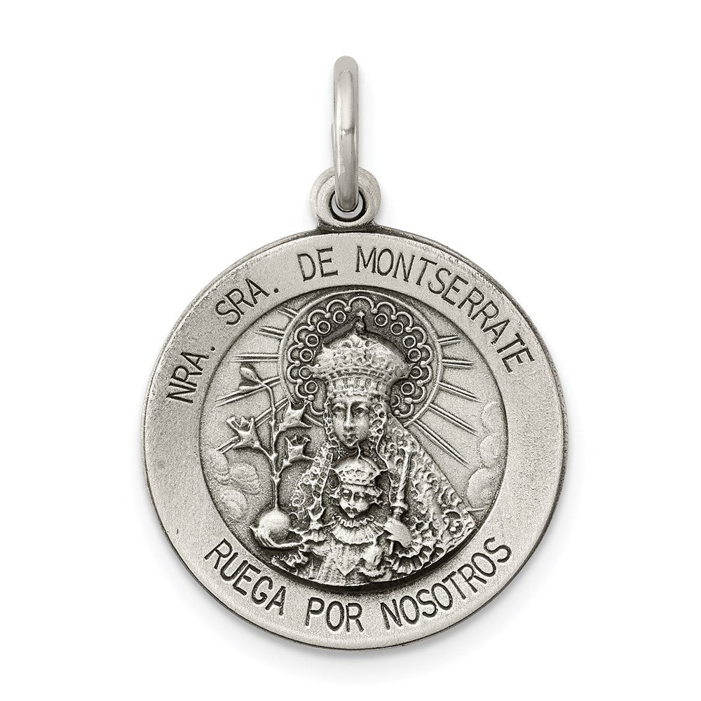 Sterling Silver Antiqued Of Montserrate Medal