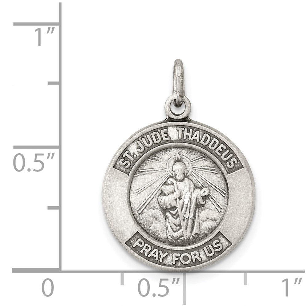 Sterling Silver Antiqued Saint Jude Thaddeus Medal