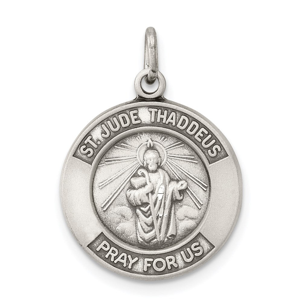 Sterling Silver Antiqued Saint Jude Thaddeus Medal